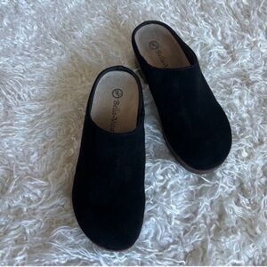Bella Vita Motto Suede Leather Slip Resistant Heeled Clogs Sz 6 Black